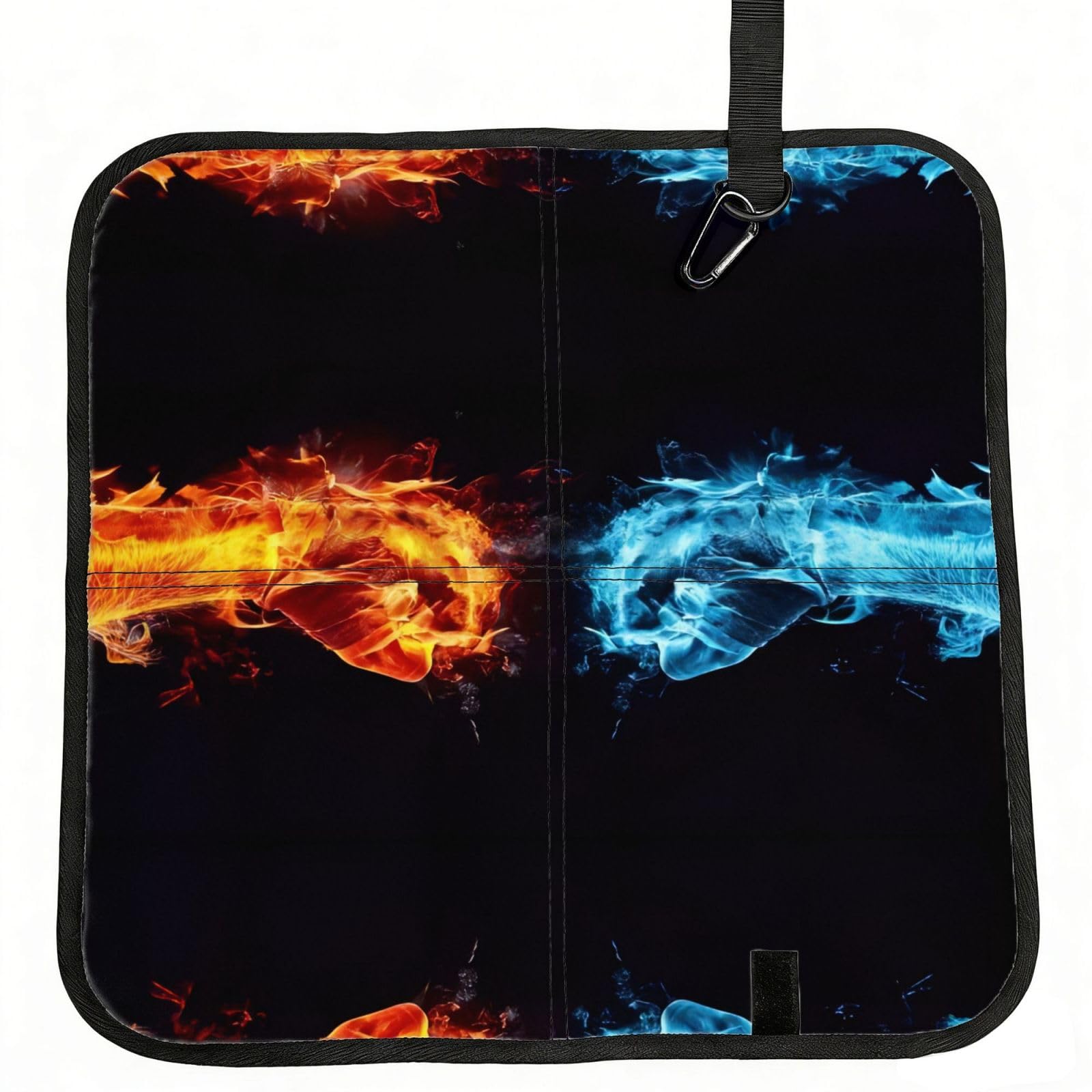 MROWYC Ice and Fire Boxing Printed Foldable Seat Cushion - Portable with Carabiner, for Stadium, Camping, Hiking