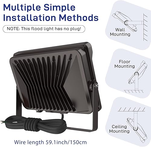 Miniatura 4 de HYPERLITE Luz de inundación para exteriores de 150 W, 2 unidades, luces de inundación LED de 18000 lm con fotocélula del anochecer al amanecer, 5000