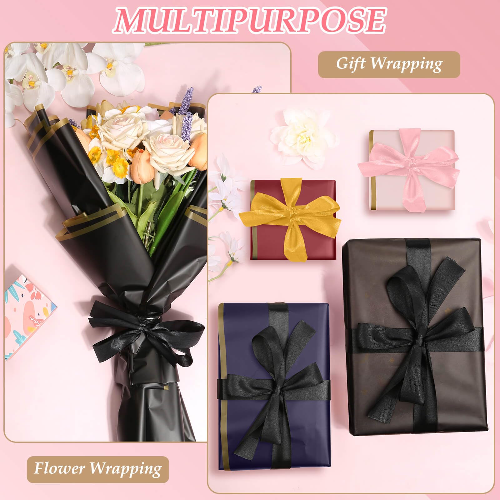 Tidponra Geschenkpapier-Set für Blumenstrauß (mehrfarbig)