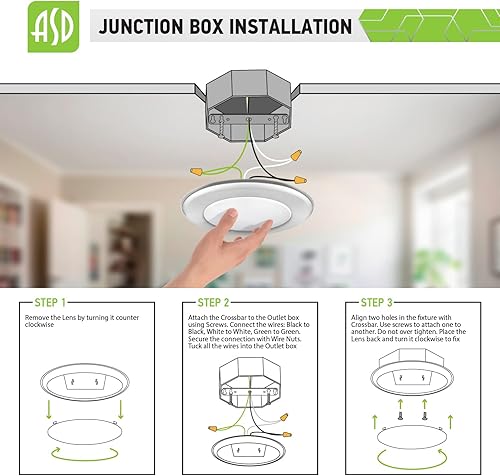 Miniatura 6 de ASD Luces LED de disco de 4 pulgadas  2700K3000K3500K4000K5000K, 10W 685LM  Luz de techo de montaje empotrado regulable de perfil bajo, accesorio de