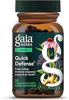 Gaia Herbs Quick Defense - Fast-Acting Immune Support Supplement* - Echinacea, Black Elderberry, Ginger & Andrographis - 20 Vegan Liquid Phyto-Caps (10 Servings)