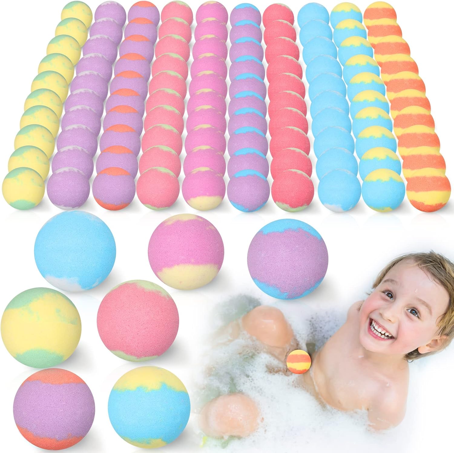 100 Pcs Bath Bombs Bulk, Handmade Organic Bath Bombs