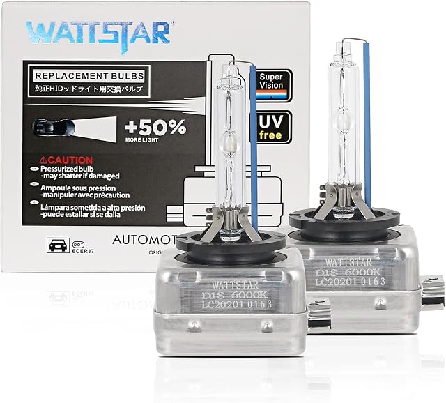 Wattstar D1S 6000K, xenon Bulb Bulb Replacement bulb, d1s xenon bulb, Compatible with 85415XV2S1,66140,35W HID headlight bulbs, IP68 waterproof.Socket Type: Pk32d-2.(pack of 2)