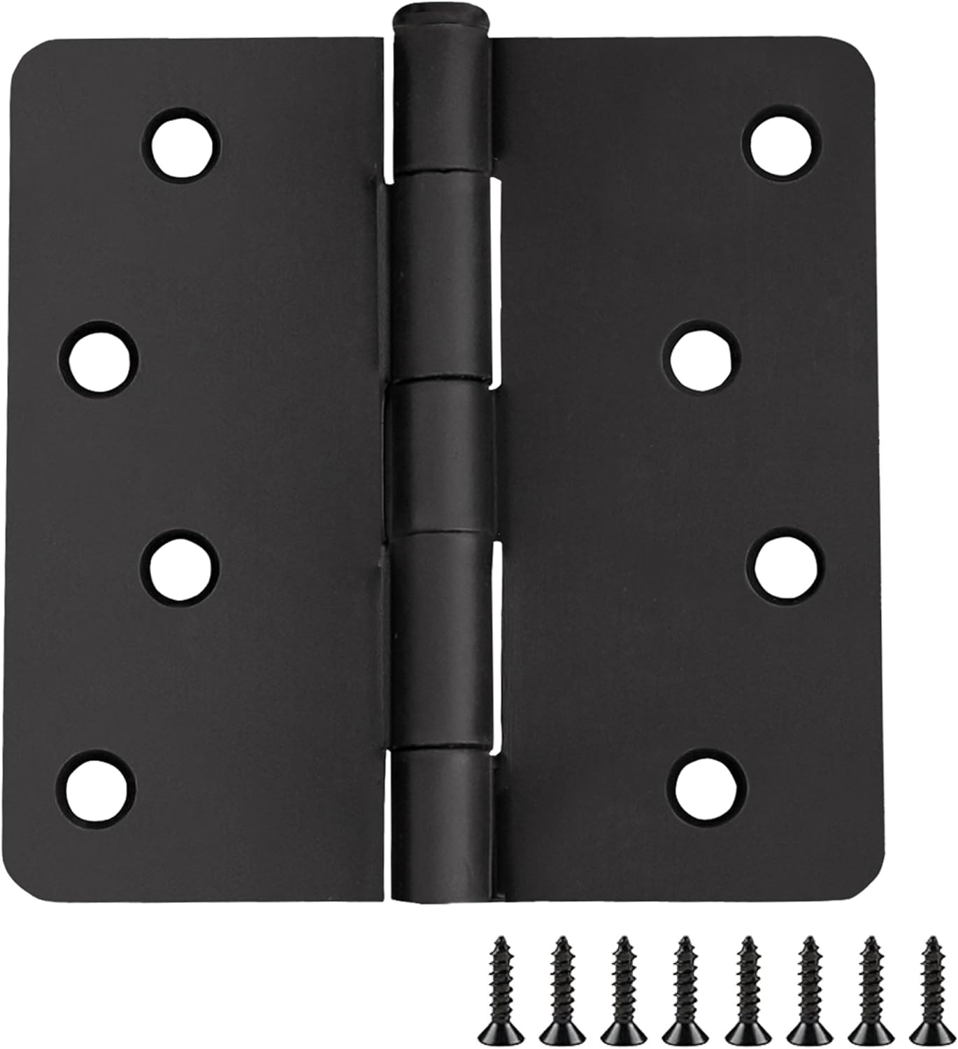 Design House Matte Black Steel Door Hinges 3-Pack - 4x4 Inch Interior Hardware, 1/4" Radius, Easy Install