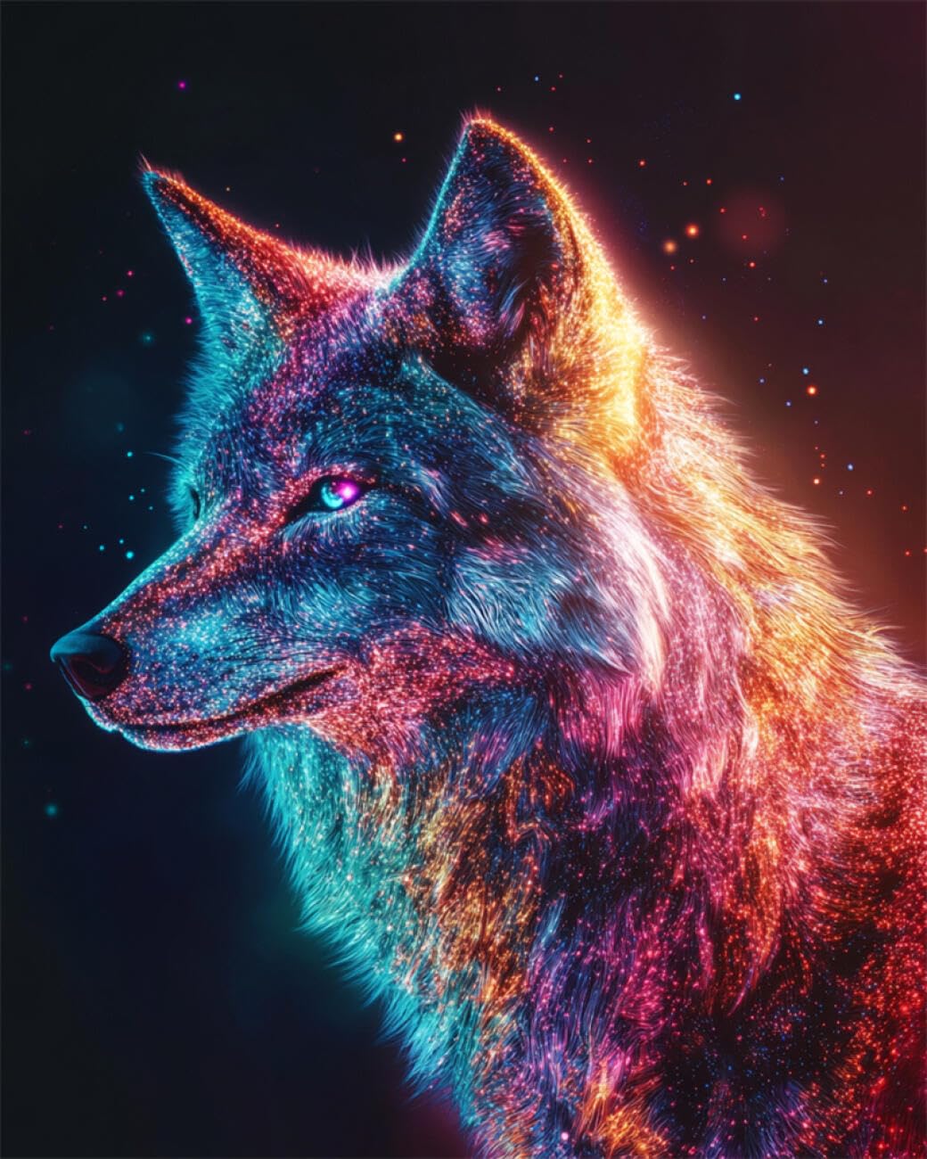 RKFLGEW DIY Bead Embroidery Kits Fantasy Wolf 50x70cm