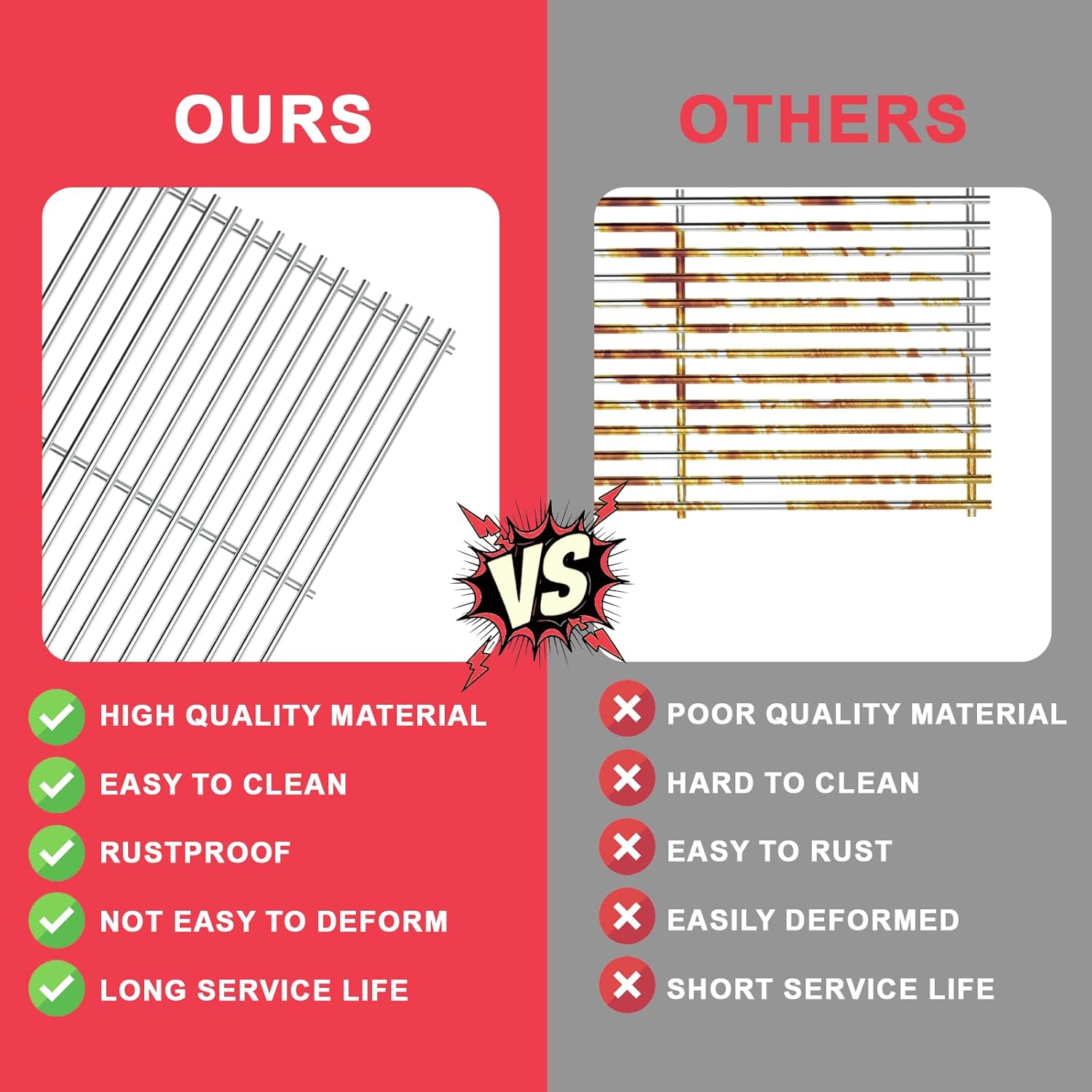 15 inch Grill Grate for Broil-Mate 165154 195554, Broil King Replacement Grates 986557, 9869-54, 9869-57, Signet 70, 20, 90, Crown 10, 20, 40, 90, Huntington 6666-54, Sterling 1155-54, stainless steel