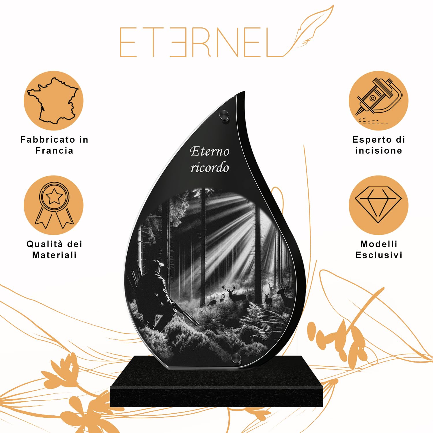 ETERNEL - Targa Funeraria Personalizzata Raggi di Sole - Ciclismo, Ciclista, Bicicletta, MTB - Testo personalizzabile, targa funeraria incisa al laser per omaggio, targa cimitero, funerali esequie