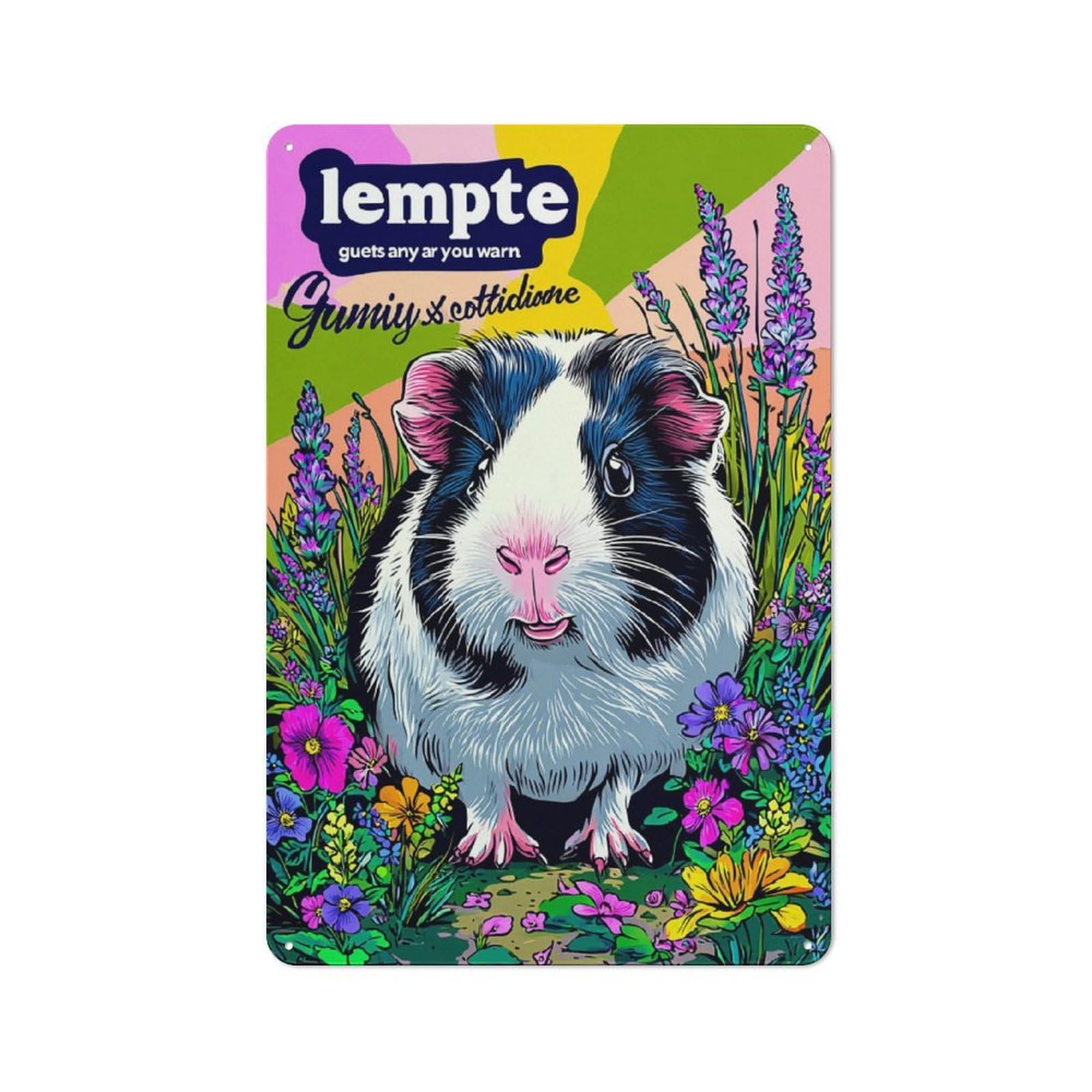 Junmoney Colorful Guinea Pig Garden Art Print 30X20cm Retro-Style Tin Sign With For Café Or Home Bar, For Metal Sign Collectors, For Garage And Workshop Walls