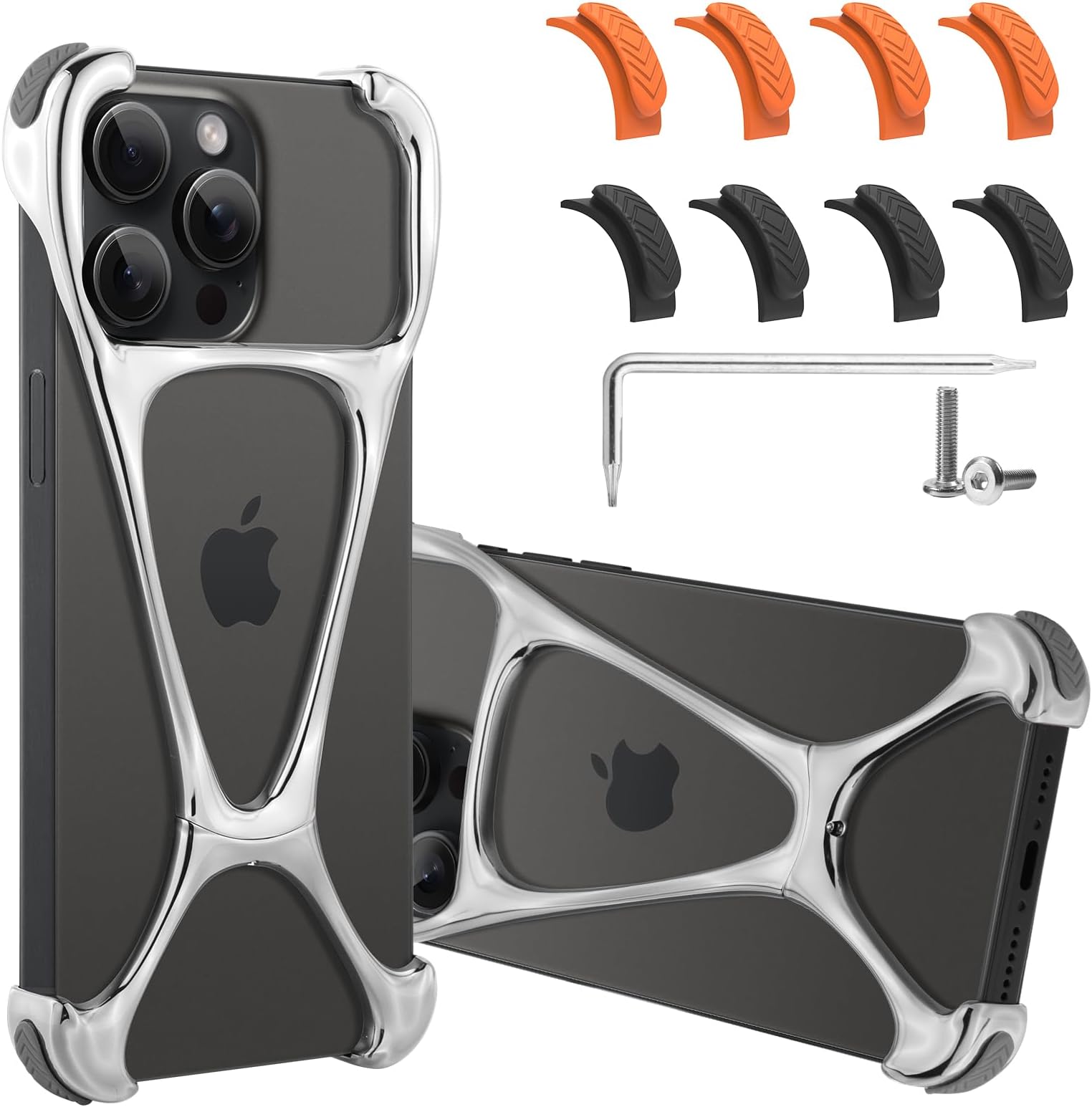 Phone Case Compatible with iPhone 14 Pro Max Frameless Minimalist Protective Shock Absorption Aerospace Grade Aluminum Shells + Four Corners for Collision Avoidance Elastomer Inlays
