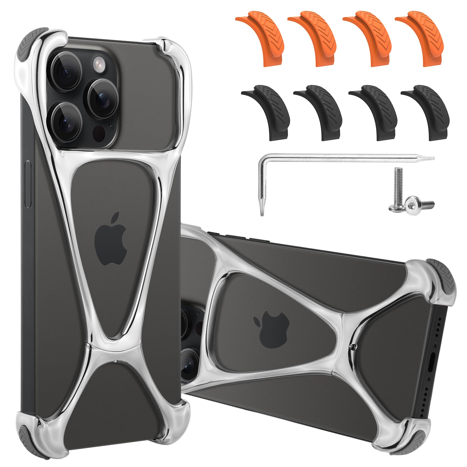 Phone Case Compatible with iPhone 14 Pro Max Frameless Minimalist Protective Shock Absorption Aerospace Grade Aluminum Shells + Four Corners for Collision Avoidance Elastomer Inlays