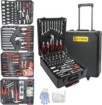 899PCS Tool Set, Household Tool Kit with Rolling Tool Box, Complete Tool Box Set Hand Tool Set with Tool Box, Mechanic Tool Set Rolling Tool Set for Home/Auto Repair Tool Set (Black)