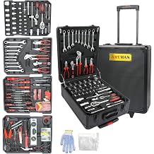 899PCS Tool Set, Household Tool Kit with Rolling Tool Box, Complete Tool Box Set Hand Tool Set with Tool Box, Mechanic Tool Set Rolling Tool Set for Home/Auto Repair Tool Set Black