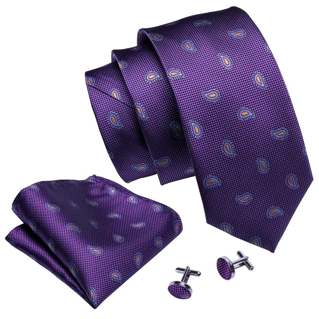 Corbata de Hombre Corbatas de Seda moradas para Hombre Conjunto de Corbata y pañuelo de Boda