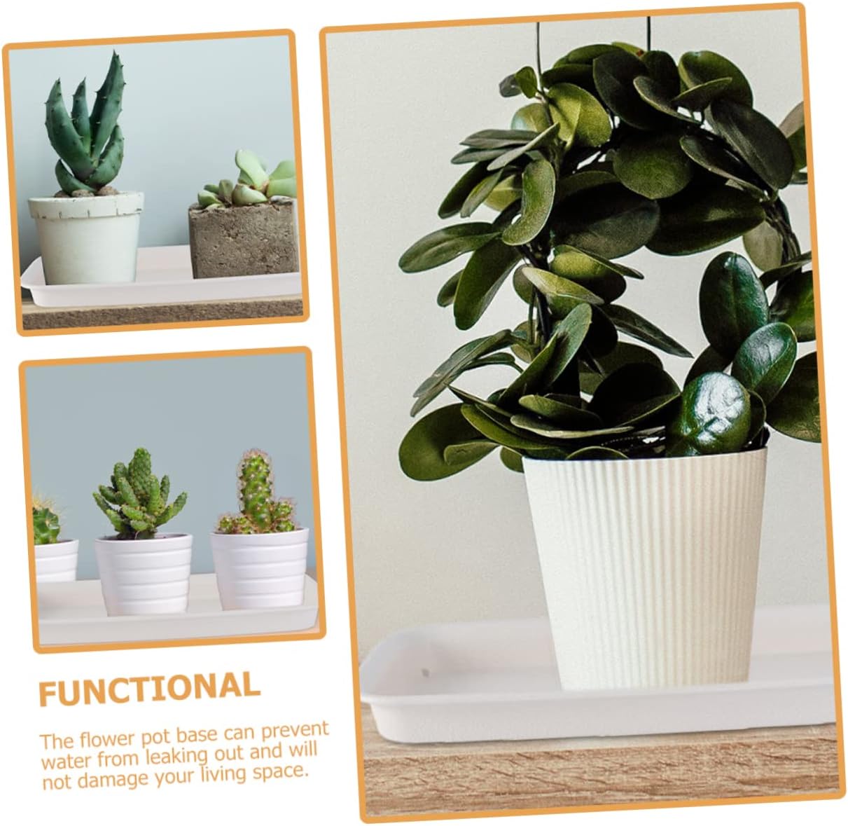 8pcs Plastic Flower Pot Saucer Durable Rectangular Drip Trays for Plants Prevents Water Leakage and Soil Damage for Flower Planters