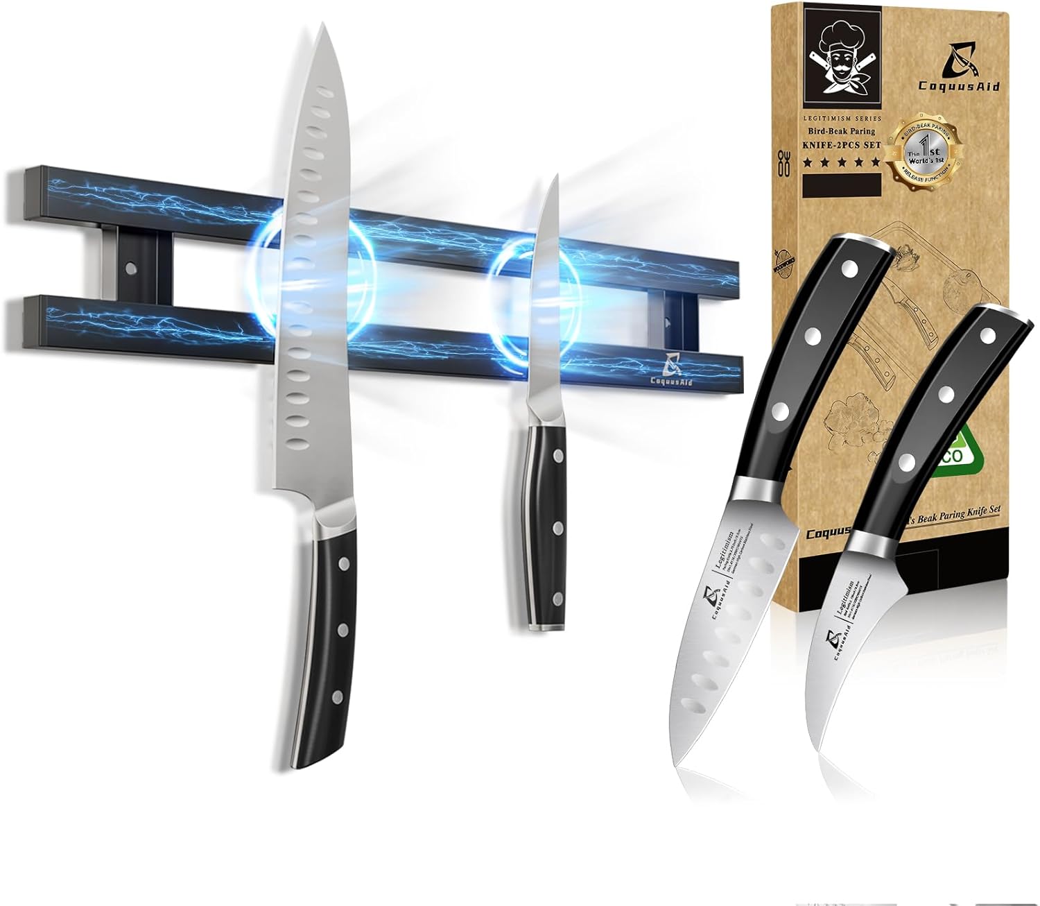 16.5 Inch Magnetic Knife Holder for Refrigerator+Paring Knife Set 2PCS Fruit & Vegetable