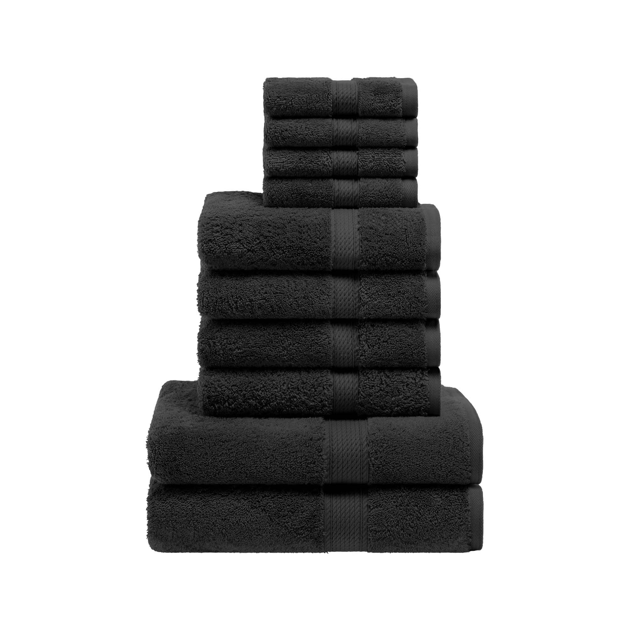 Superior Set di 10 asciugamani in pile di cotone egiziano, include 2 asciugamani da bagno, 4 mani, 4 asciugamani per il viso/salviette, asciugamani ultra morbidi di lusso, essenziali per gli ospiti,