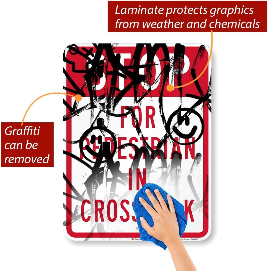 "Stop For Pedestrian In Crosswalk" Sign By SmartSign | 18" x 24" 3M High Intensity Grade Reflective Aluminum