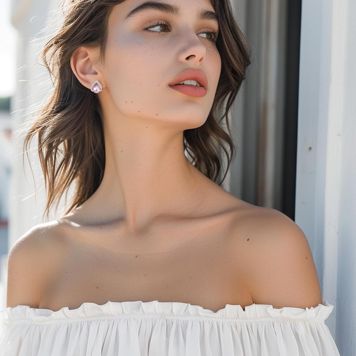 Pearl Necklace and Earrings Set, Saltwater/Freshwater Cultured Pearl Jewelry Set in 925 Sterling Silver - Elegance for Wife, Mom, Girlfriend on Anniversary, Mother's Day, or Birthday - Image 5