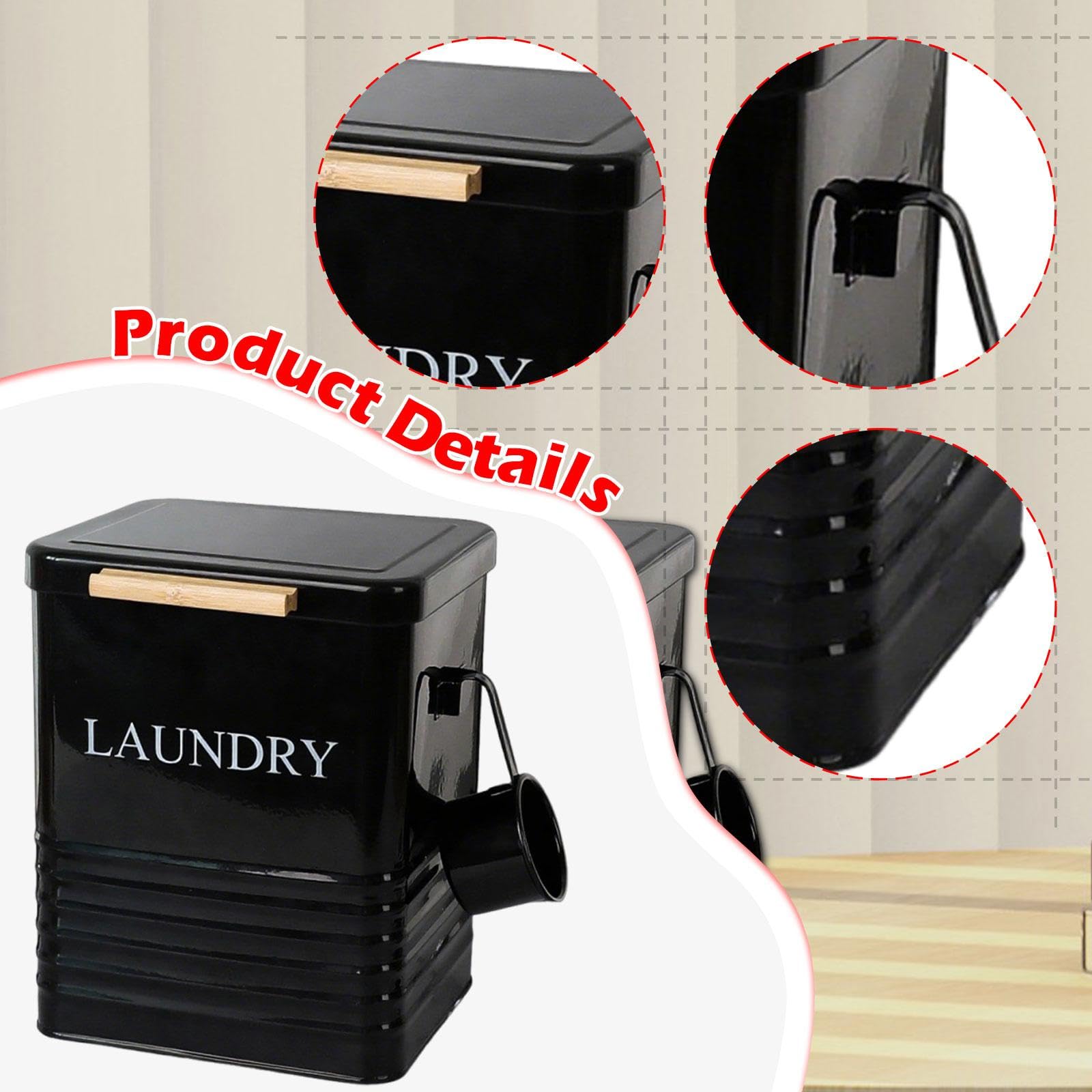 Contenedor de Arroz, Contenedor de Ropa, Caja de Almacenamiento de Hojalata, para Cocina Y, Negro, Individual