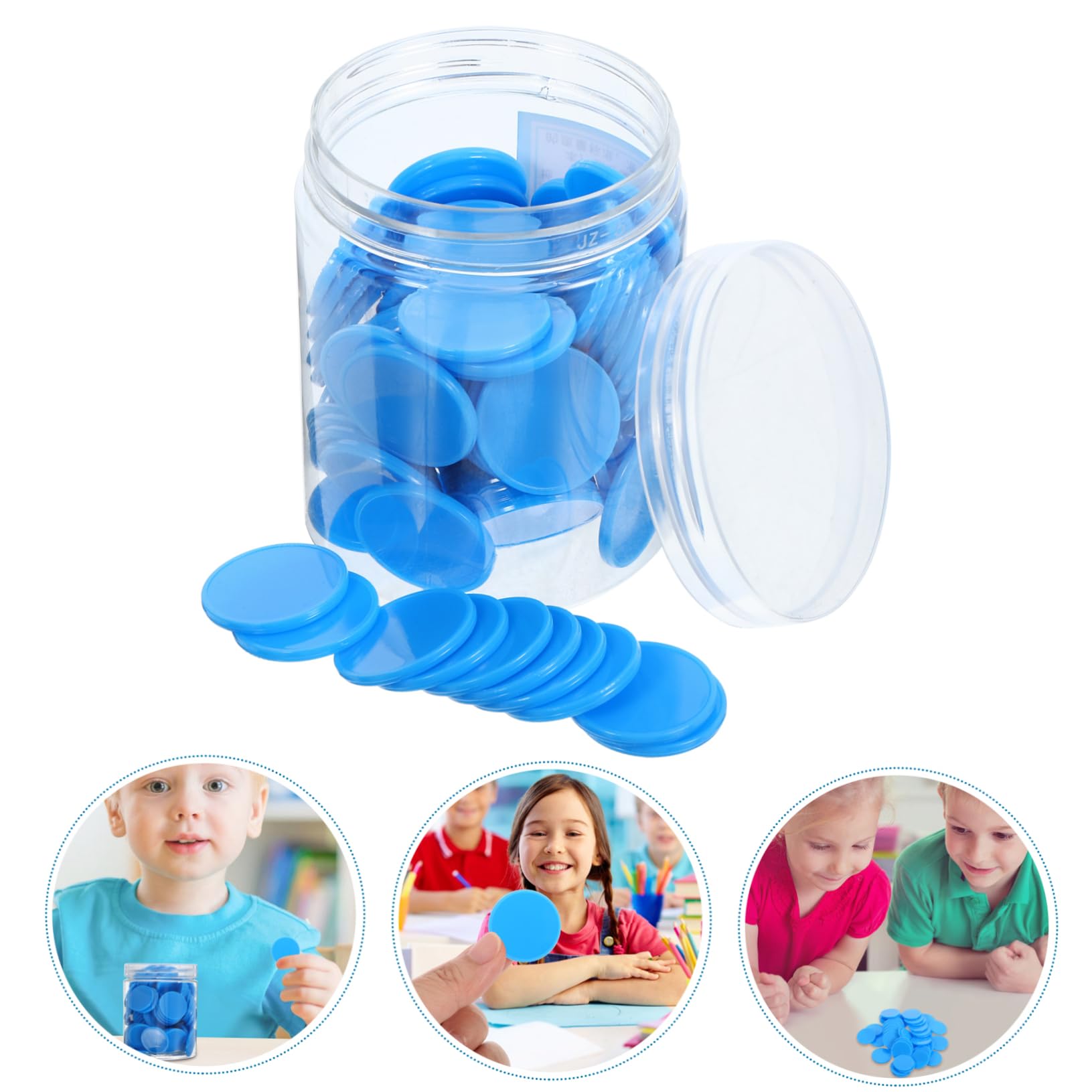 BRIGHTFUFU 100pcs Portable Plastic Learning Counters Small Round Counting Chips for Games Safe Material for Schools Parties and Home Use