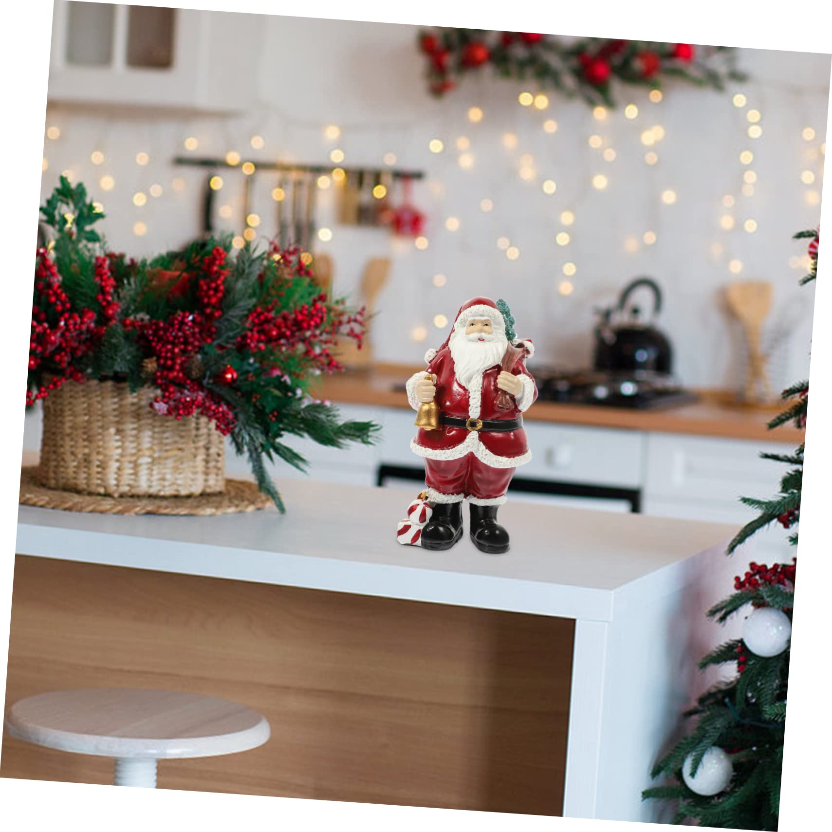 PRETYZOOM 2 Pz ornamenti di babbo natale natale regalini natale statuina natalizia da tavolo decorazione natalizia con renne statuina di Babbo Natale statua in resina di babbo natale