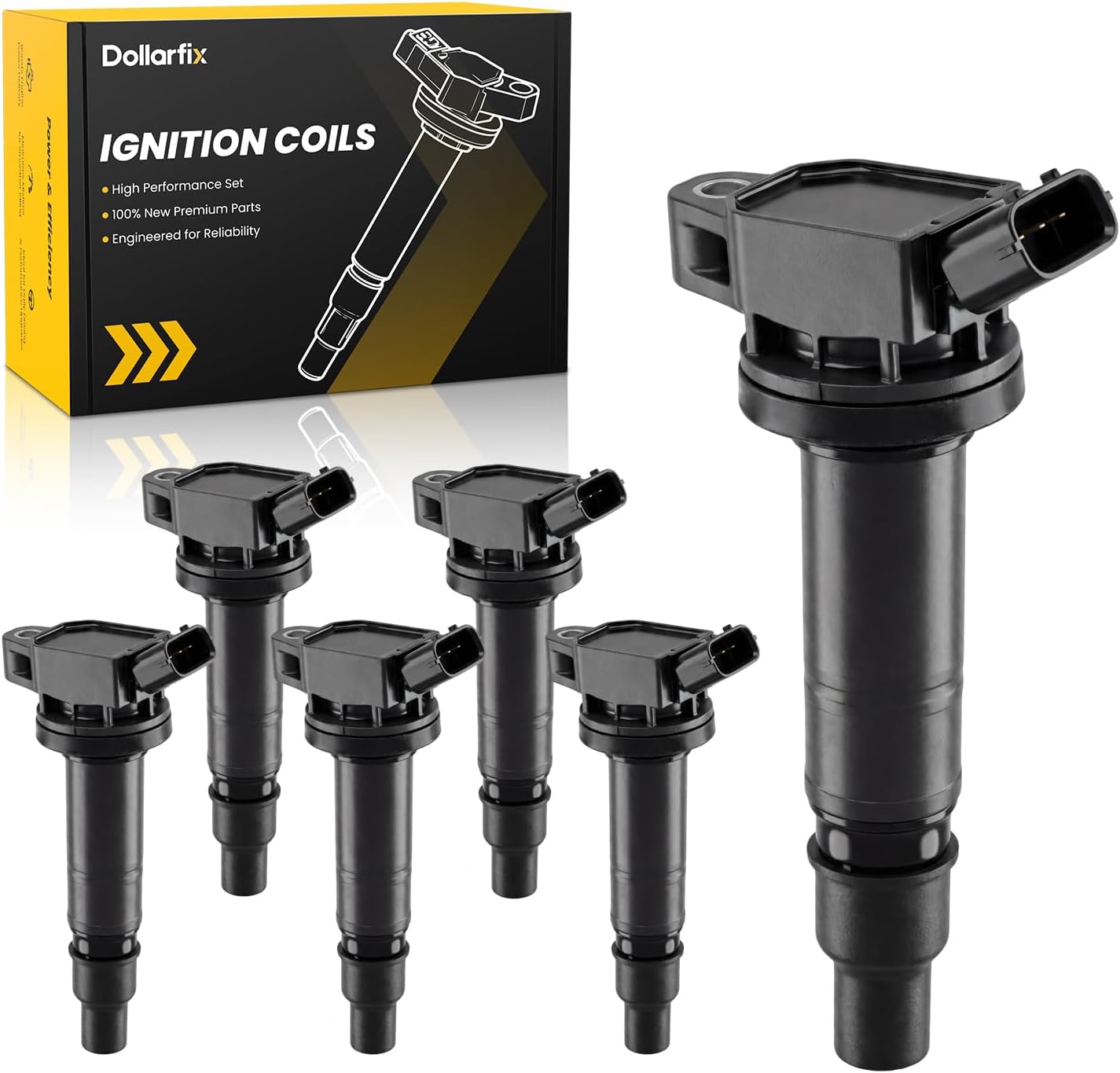 Dollarfix Set of 6 Ignition Coil For Toyota Matrix 2009-2012, Corolla 2009-2010, 4Runner 2003-2010, Scion xB 2008-2015, Tundra 2005-2011 9091902247 9091902248 9091902260 90919A2001 90919C2002