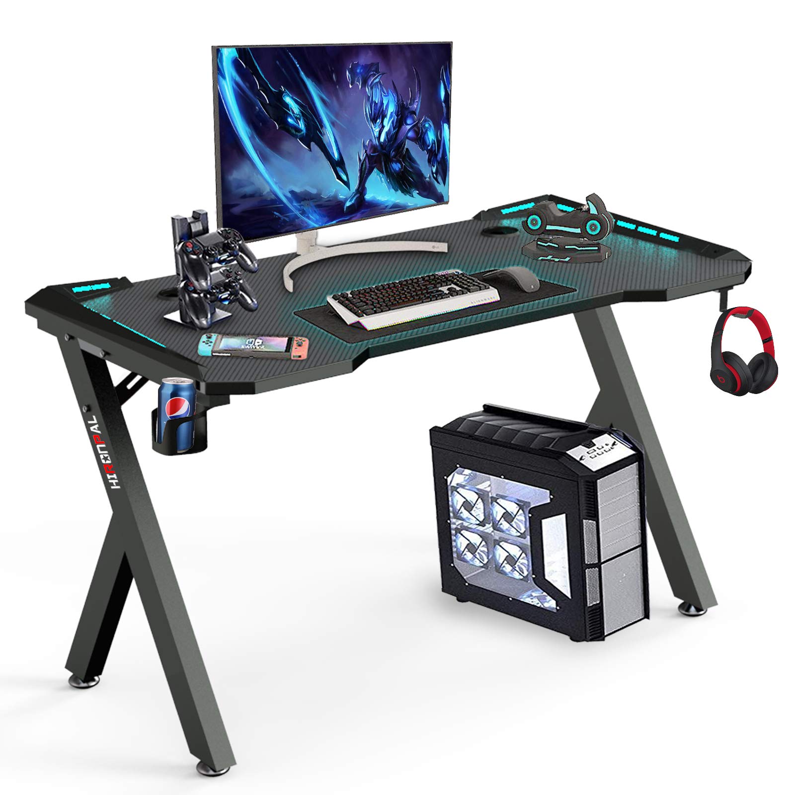 Buy Vanimeu Gaming Desk with Led Lights RShaped PC Gaming Computer