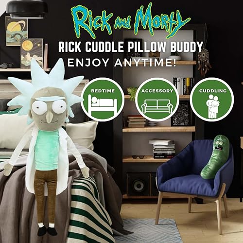 Miniatura 2 de Franco Collectibles Kidult Adult Swim Rick & Morty - Peluche súper suave, (producto 100% oficial), Rick The Scientist