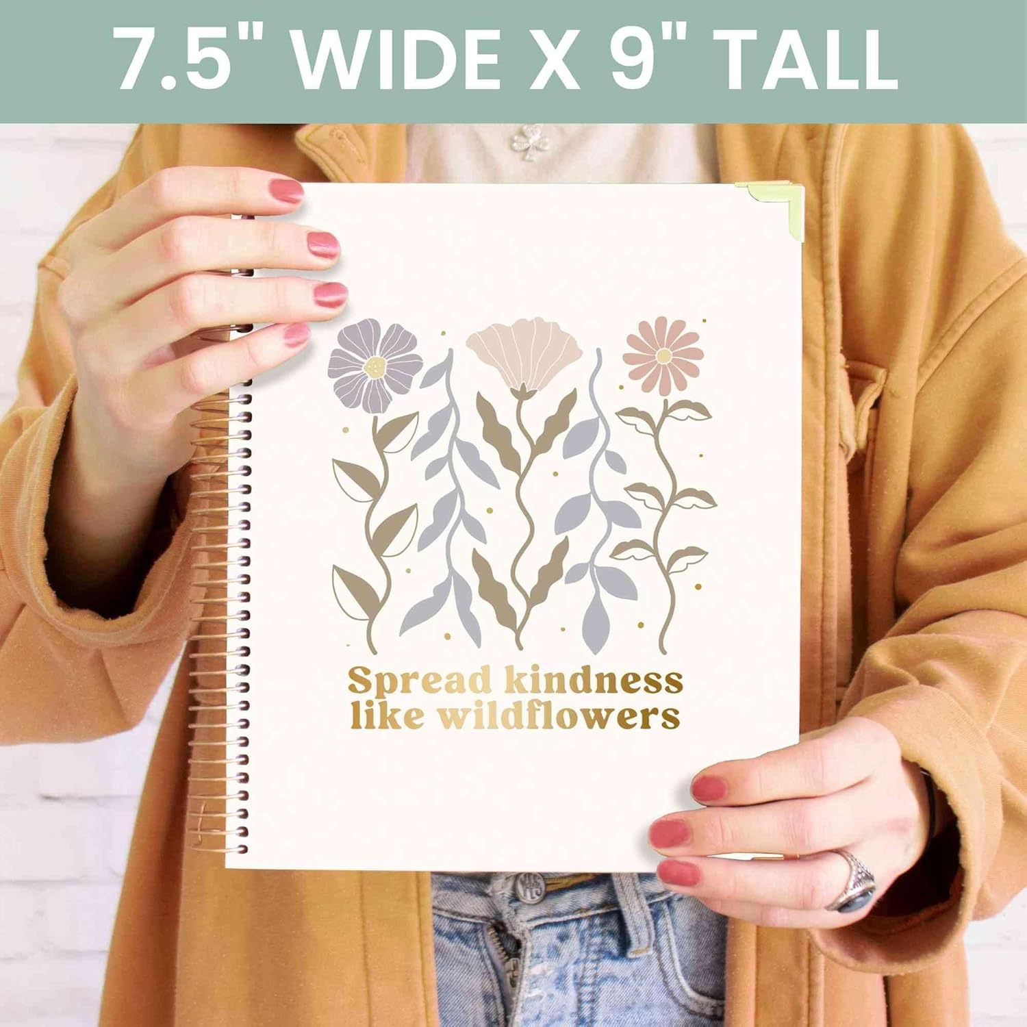 bloom daily planners 2025-2026 Hardcover Academic Year Goal & Vision Planner (July 2025 - July 2026) - Monthly & Weekly Calendar Agenda Organizer - 7.5" x 9" - Spread Kindness Like Wildflowers Cream image 7 of 9 B0DG9C95ST