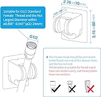 Vista 5 de KAIYING Soporte de cabezal de ducha de mano autoadhesivo, soporte de varilla de baño y autocaravana de ángulo ajustable, soporte universal de ducha