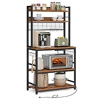 VASAGLE Scaffale Cucina con Multipresa, Scaffale per Microonde