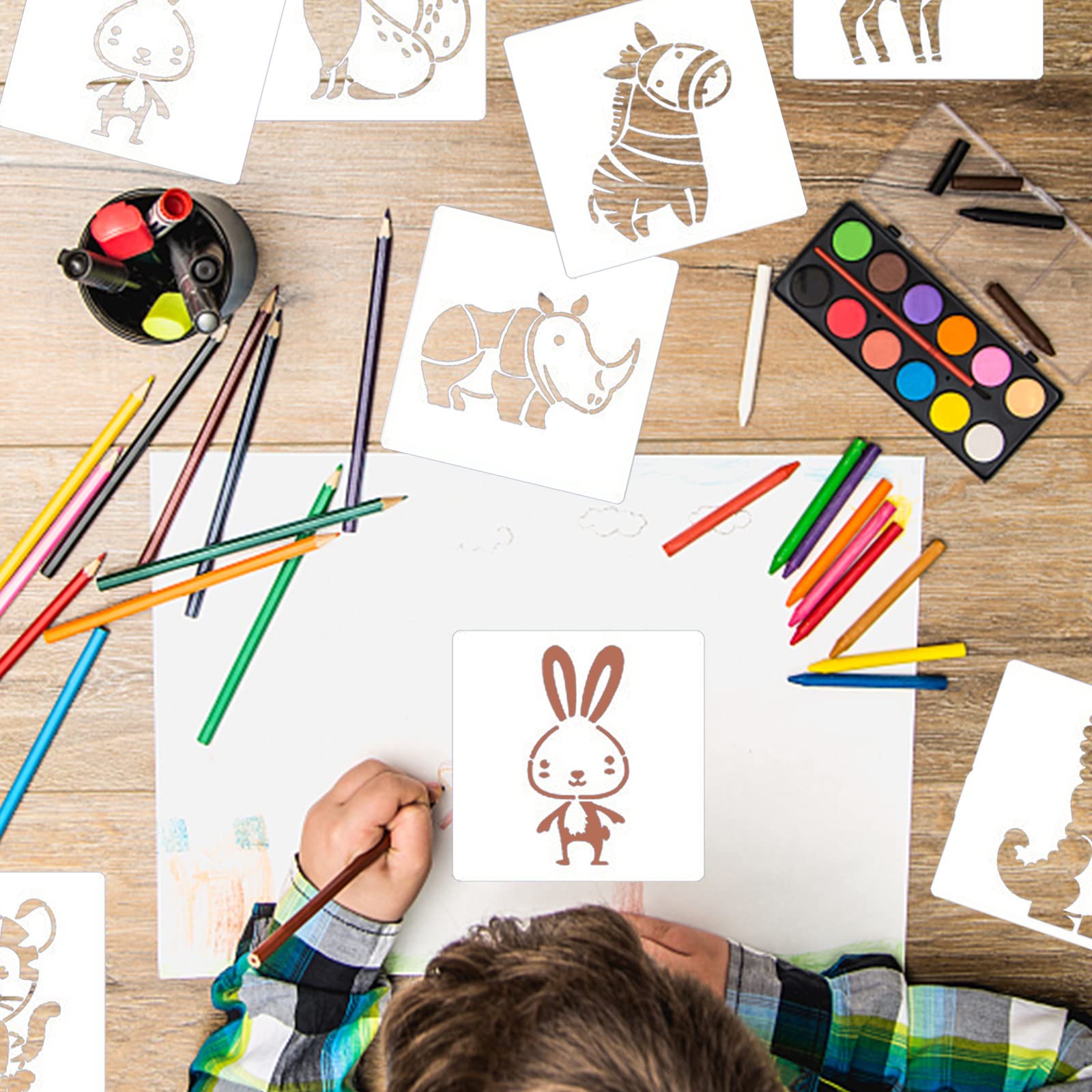 Stencil Animali 10 Pezzi 29x21 Cm - Riutilizzabili Per Pittura, Scrapbooking E Decorazioni - Foto 2