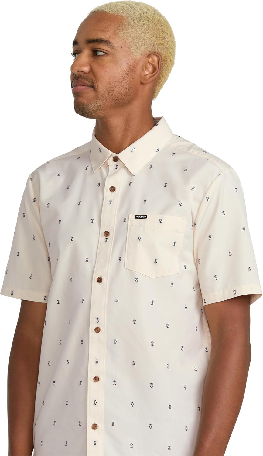 Volcom Men's Bankstone Shortsleeve Printed Woven Shirt - Lightweight Button-up, Soft Cotton Blend, Casual Fit for Summer - Image 2