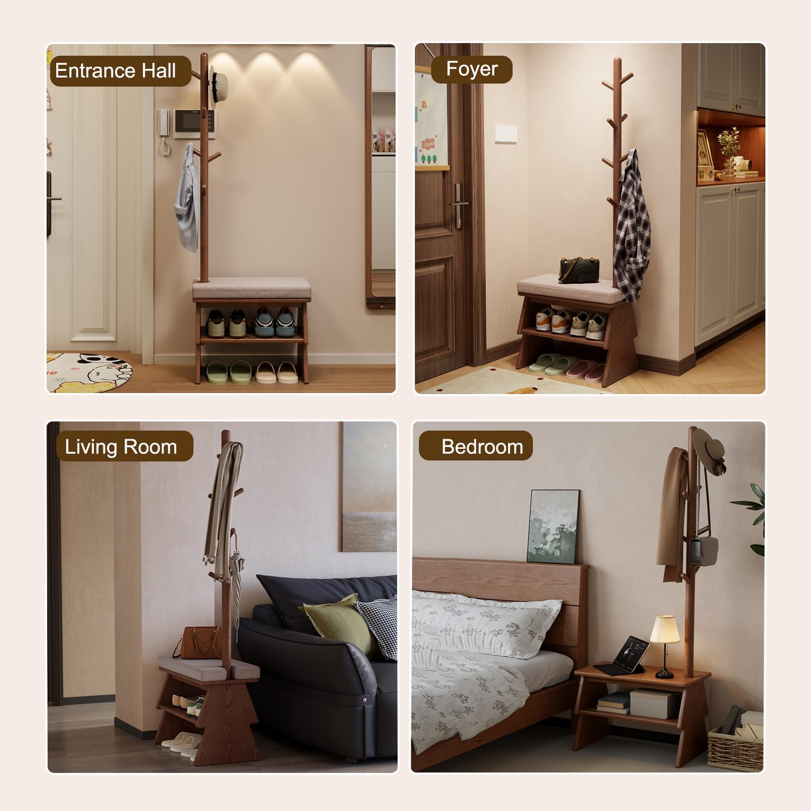JHDXL Appendiabiti da Ingresso 3 in 1, Set di Appendiabiti con Scarpiera, da Corridoio, Mobile Ingresso da Terra, per Corridoio, Camera da Letto(80 * 35 * 167cm/31.5 * 14 * 65.7in)
