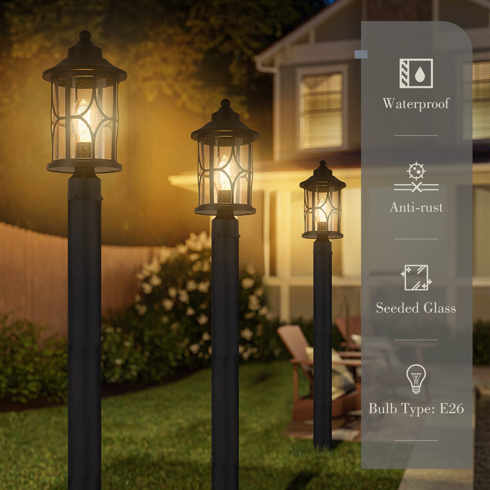 yu☆ zeyu Farmhouse Exterior Post Light Fixture, 17 Inch Modern