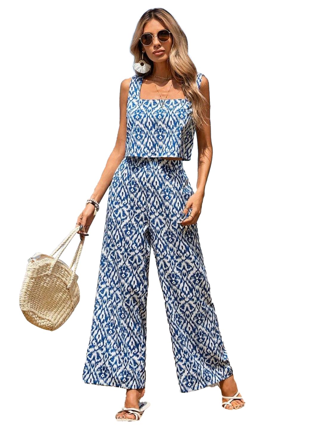 WROGN Co Ord Set | Casual Wear Pant Top Set | Fancy Co-Ord Set | Full Pair Set | Coord Sets for Women | Crop Top Pant Set (SD817) in neutral