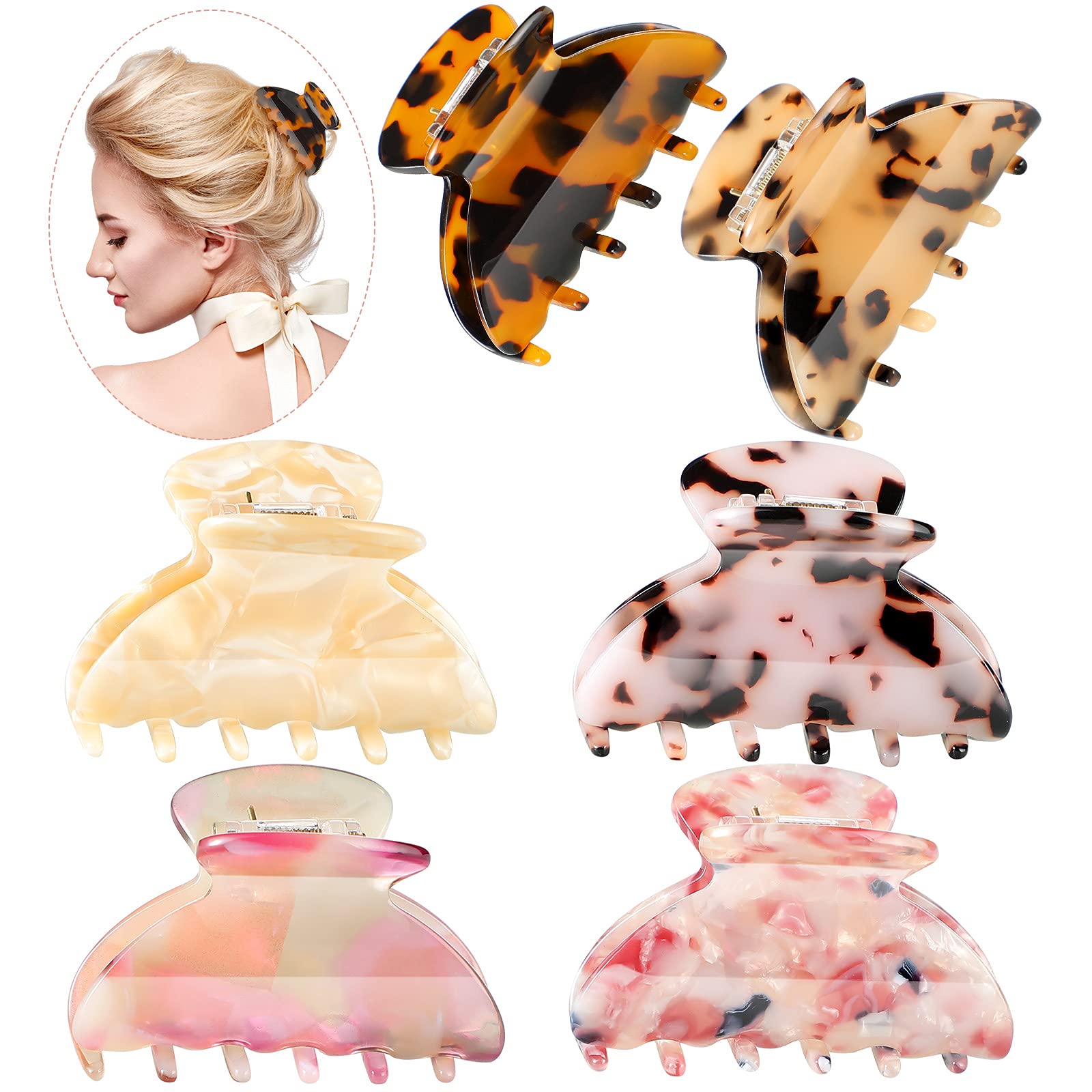 Amazon.com : WILLBOND 6 Pieces Medium Hair Claw Clips for  display picture 3