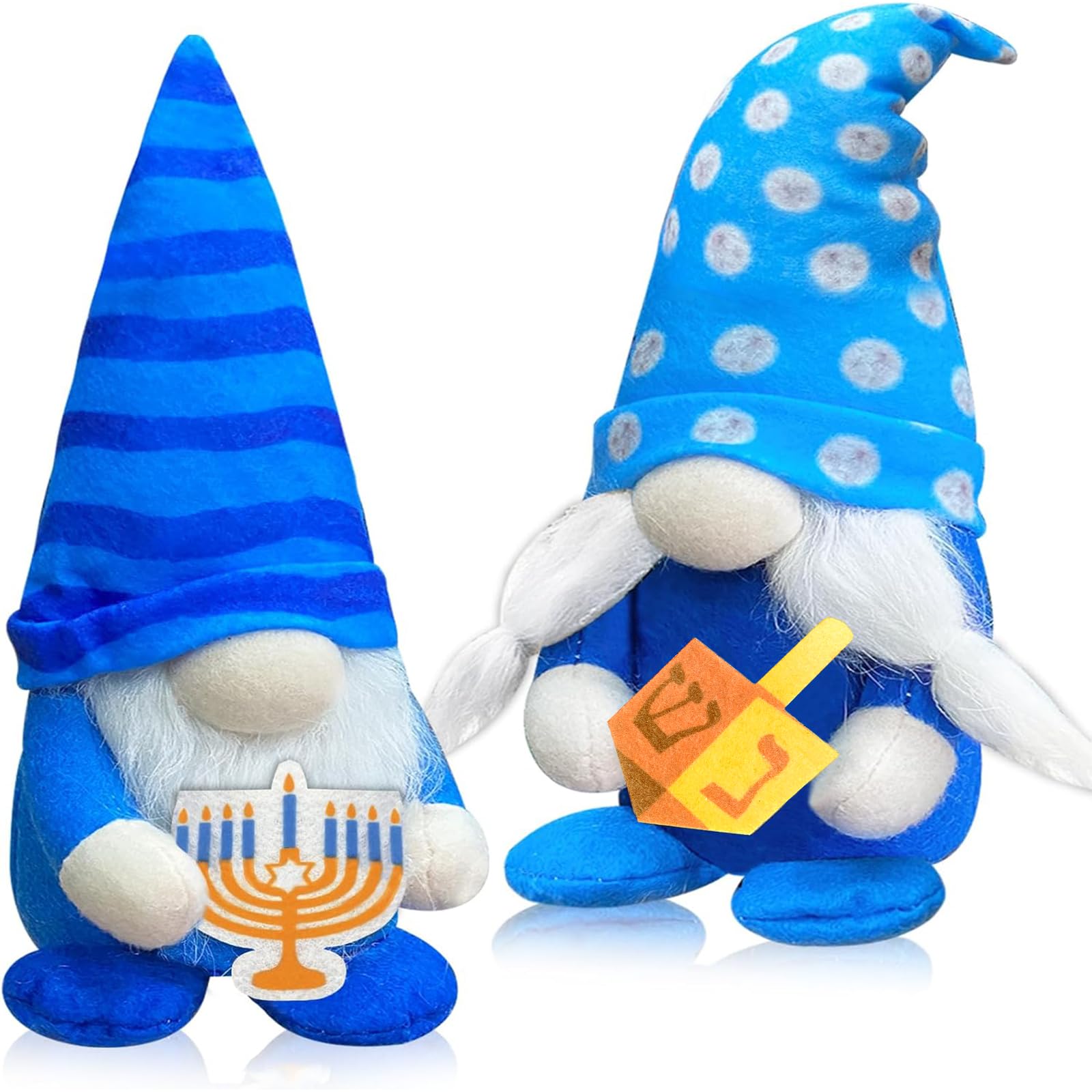 TURNMEON Hanukkah Gnomes Decorations 2 Pcs Plush Chanukah Gnomes Hold Menorah Dreidel Swedish Tomte Nisse Doll Hanukkah Decor Home Indoor Coffee Table Ornaments Farmhouse Tiered Tray Holiday Kids Gift