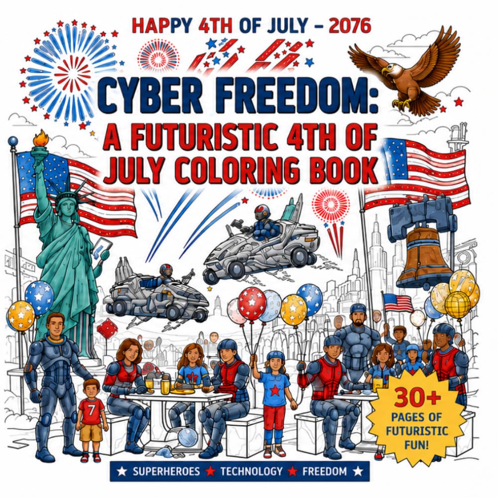 Cyber Freedom: A Futuristic 4th of July Coloring Book (Cyber Retro Nostalgia)