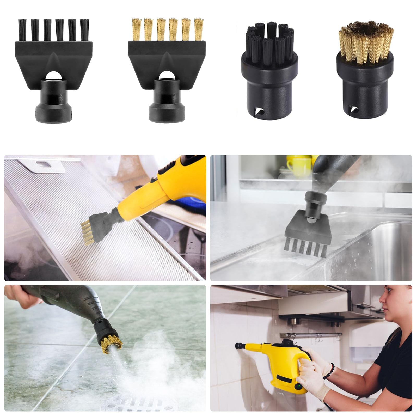 8 unidades de accesorios de limpieza a vapor para Kärcher SC1 SC2 SC3 SC4 SC5,limpiador de vapor de mano,potente cepillo de limpieza,cepillo redondo grande,boquilla de boquilla,boquillas