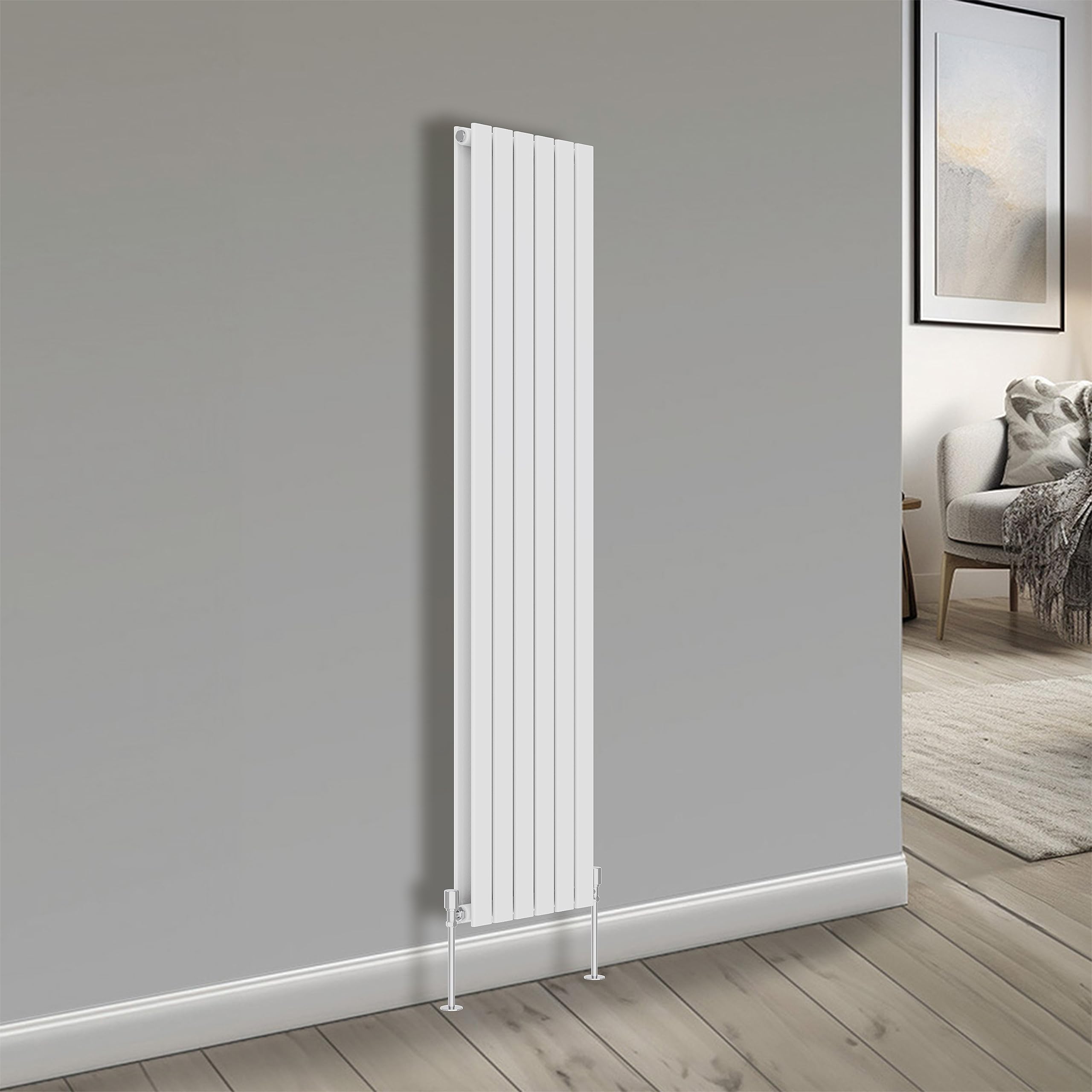 Nrg White Bathroom Radiator 1800X408mm Double Flat Panel Central Heating