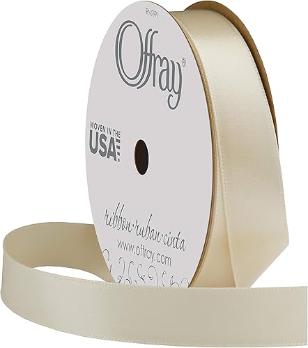 Miniatura 2 de Offray Cinta de satén de doble cara de 5/8 pulgadas de ancho, 6 yardas, blanco marfil