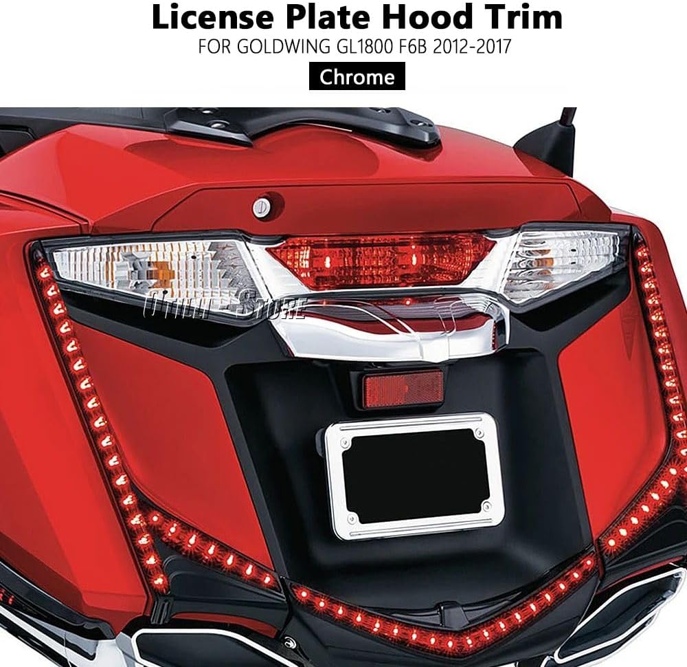 Motorcycle Chrome License Plate Hood Trim Cover Fits for Honda Goldwing GOLDWING GL1800 GL 1800 F6B 2012-2014 2015 2016 2017