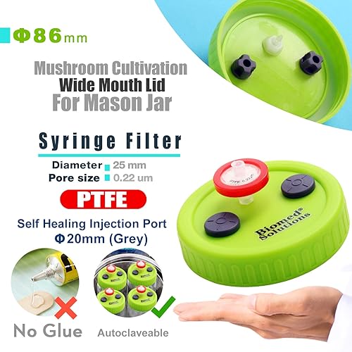 Miniatura 2 de 6 tapas de cultivo líquido de boca ancha, de grado alimenticio, de plástico de grado alimenticio, tapa de tarro de masón con filtro de jeringa de