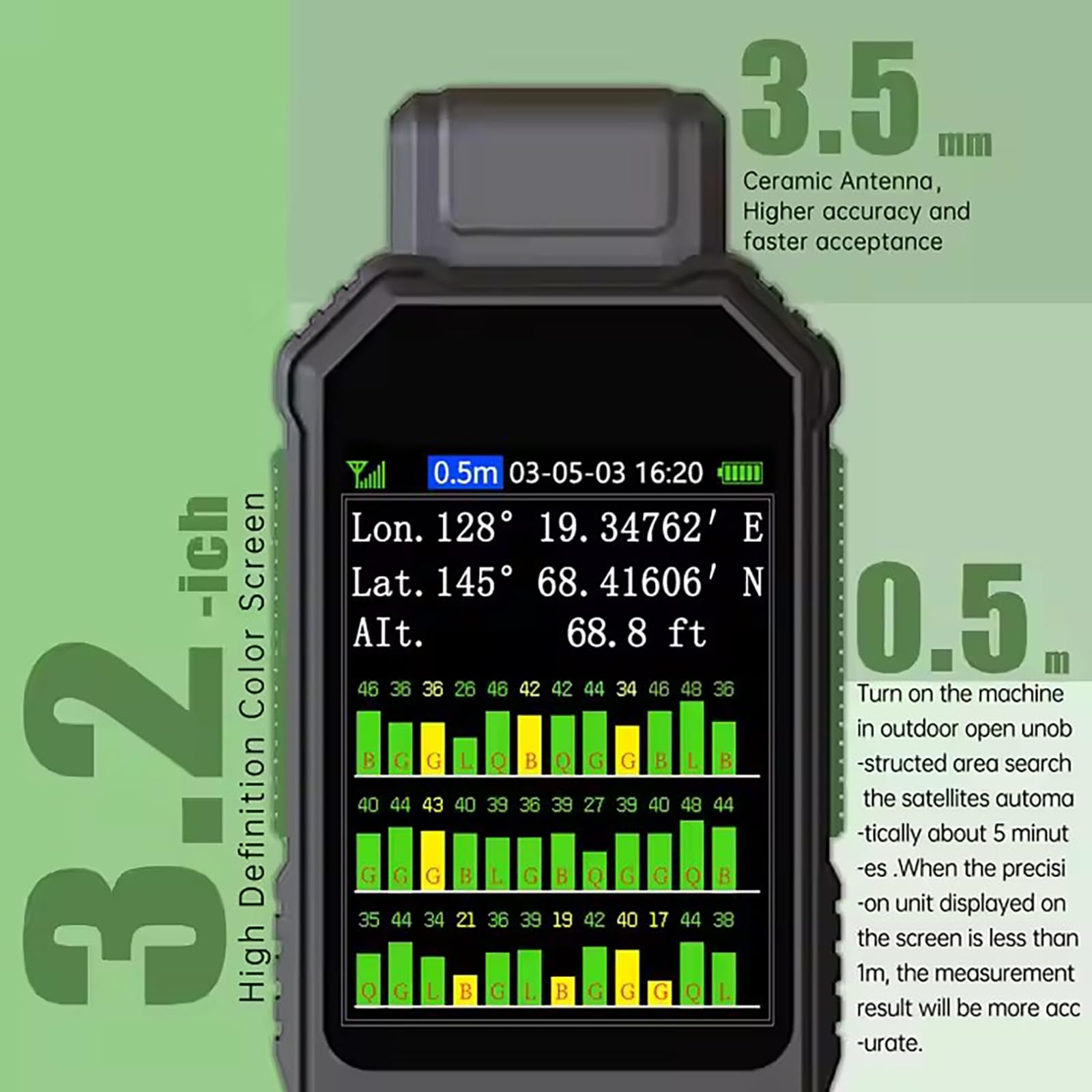 Tragbare Landvermessungswerkzeuge/Tragbares GPS-Landmessgerät, Tragbares GPS Für Die Vermessung Mit 3,2-Zoll-Farbbildschirm Für Die Messung Von Neigungsdistanz/Fläche