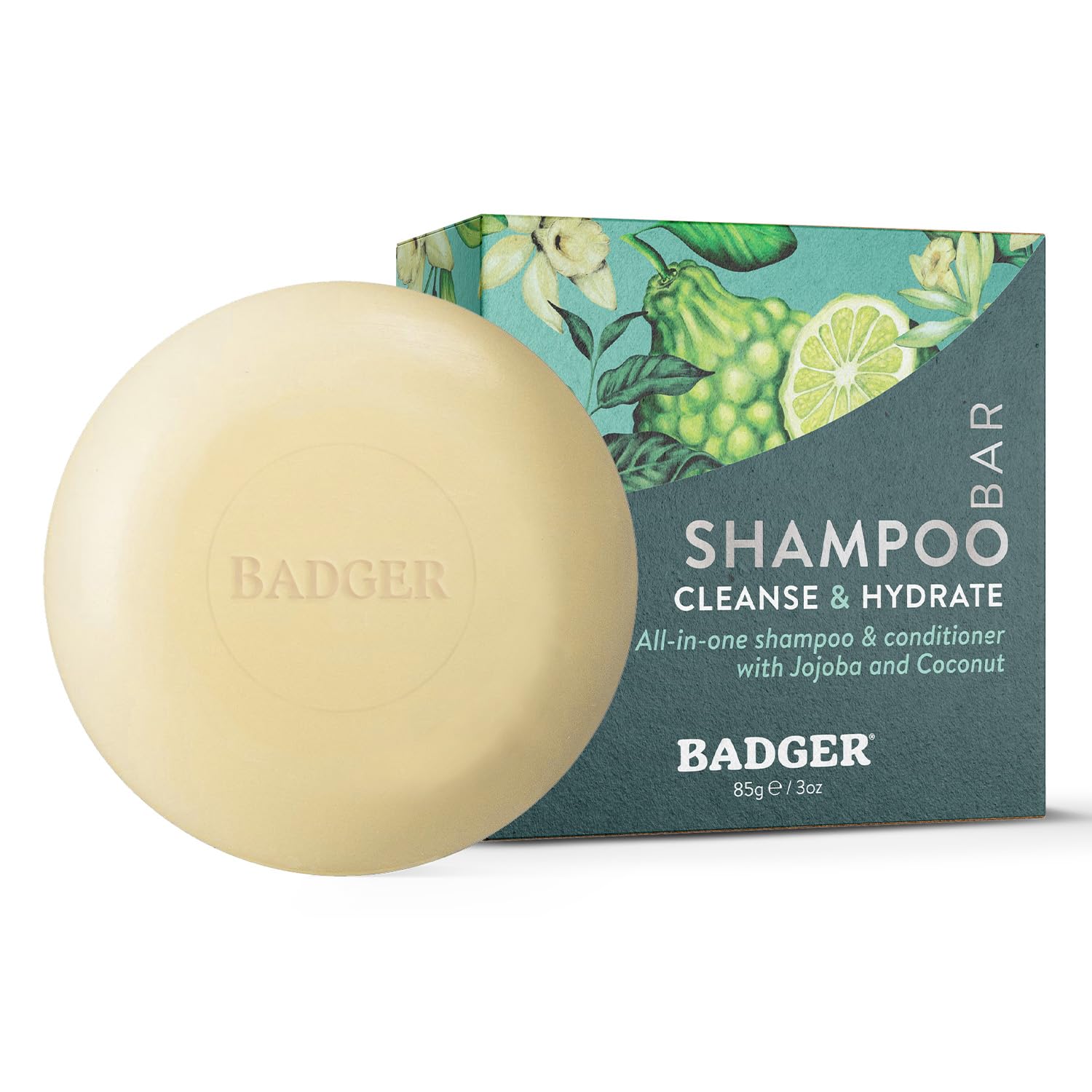 Badger - Jojoba & Baobab Conditioning Shampoo Bar, Natural Vegan Hair Bar, 3 oz