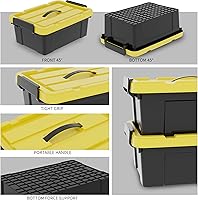 Vista 2 de Contenedor de almacenamiento de 16 cuartos de galón x 4 con tapa abatible, apilable, resistente, contenedores de almacenamiento de plástico, caja