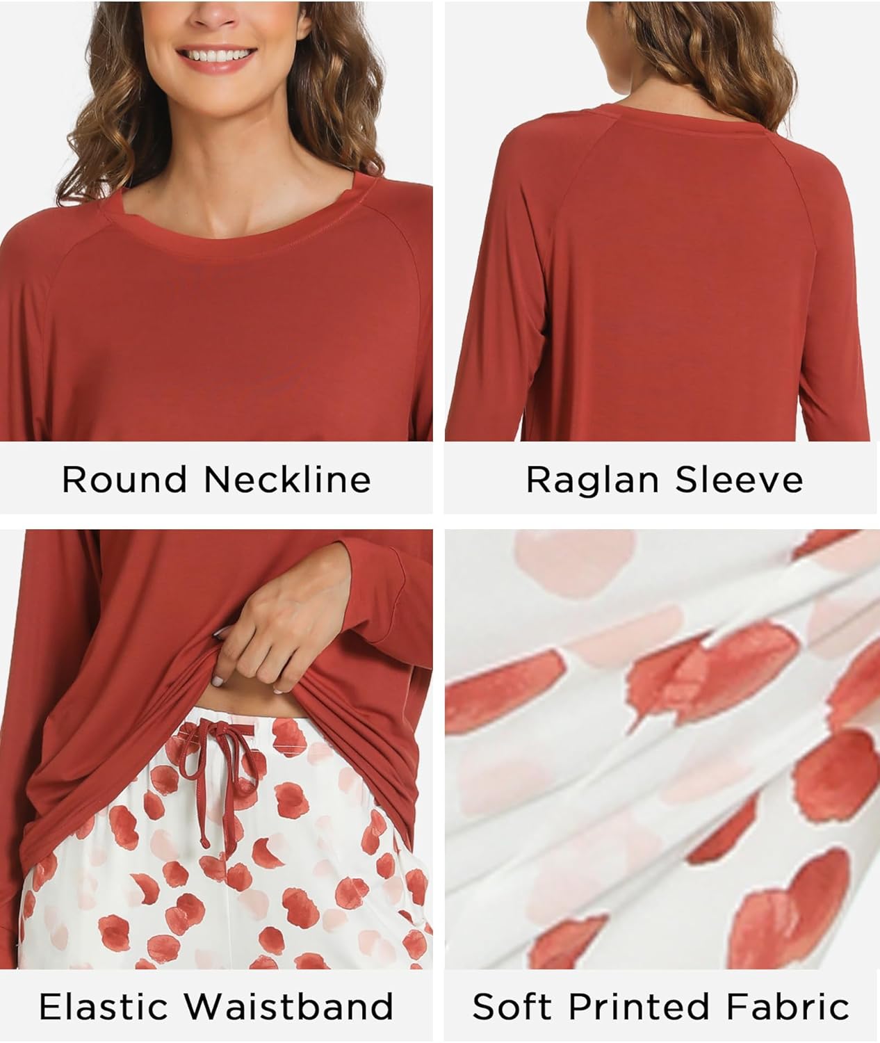 GYS Women's Pajama Sets Long Sleeve Sleepwear Comfy 2 Piece Ladies Pj Sleep Set, Viscose Made from Bamboo - Image 4