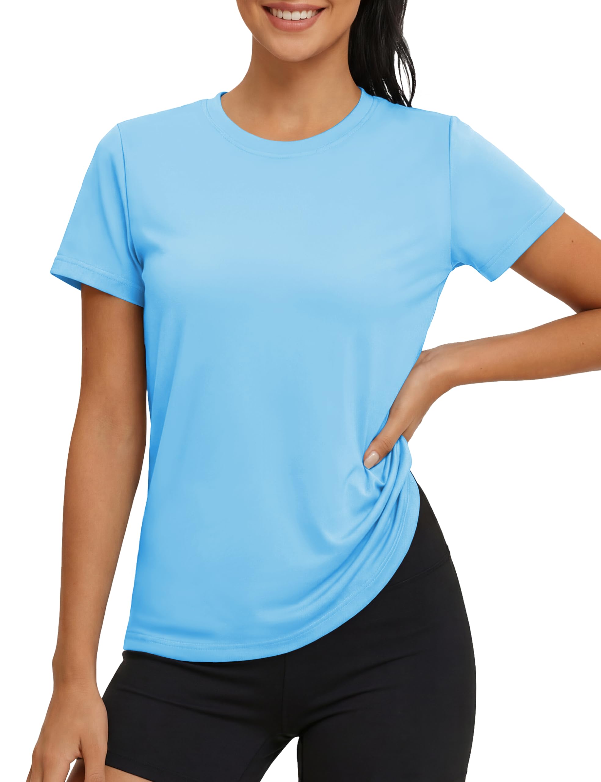 MAGCOMSEN Sportshirt Damen UV Shirt Kurzarm Sport Shirts Basic Funktionsshirt Fitness Wandershirt Yoga UV-Schutz Wasser