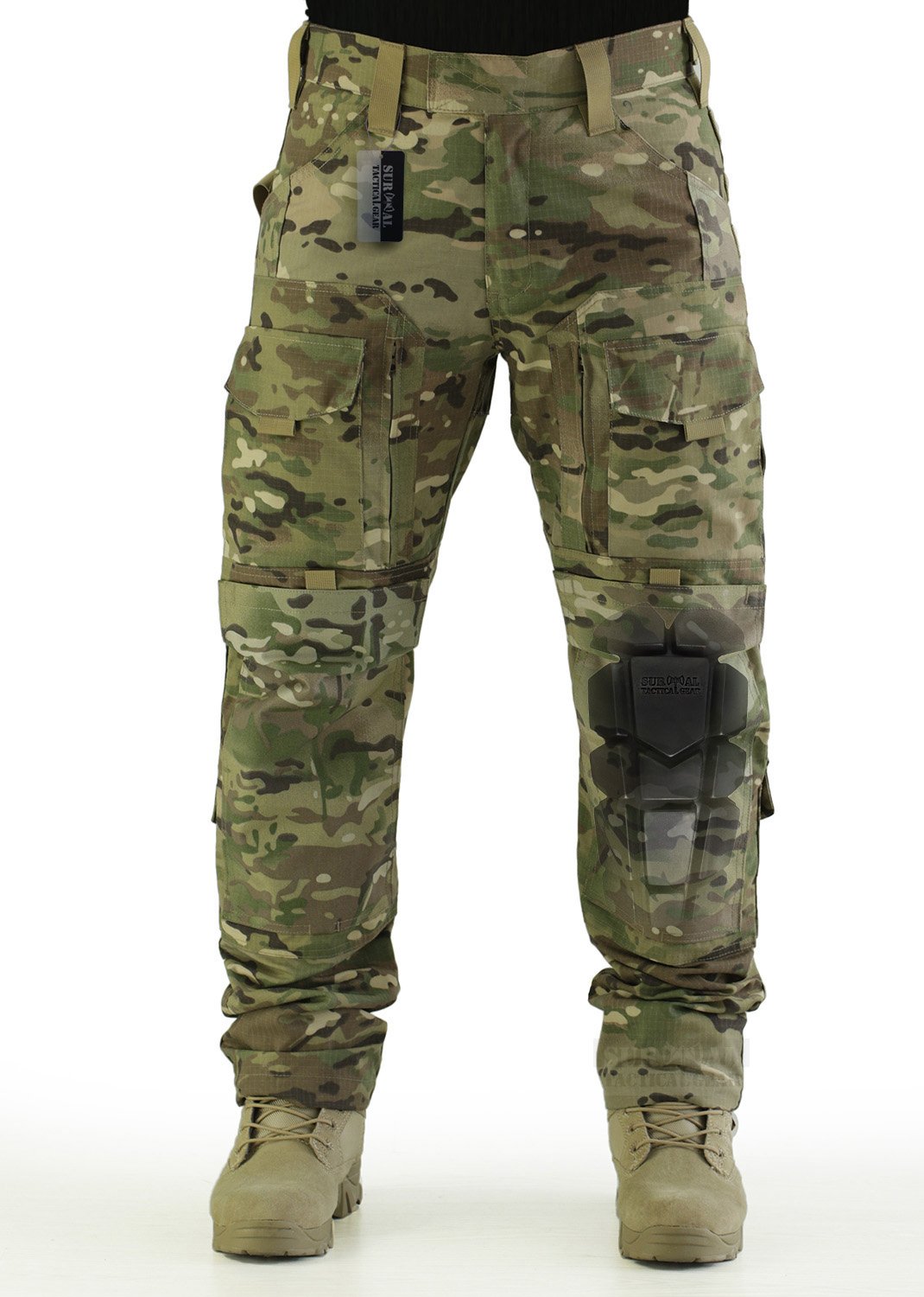 ZAPT Breathable Ripstop Fabric Pants Military Combat Multi-Pocket Molle Tactical Pants with EVA Knee Pads
